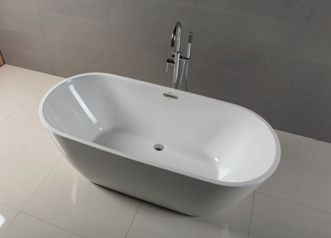 Oval Plastic Whirlpool Freestanding Acrylic Bathtub with Cupc Brass Drain SPA Bath Tub Jacuzzi Massage Whirlpool Bathtub Soaking Tub Luxury Shower Bath
