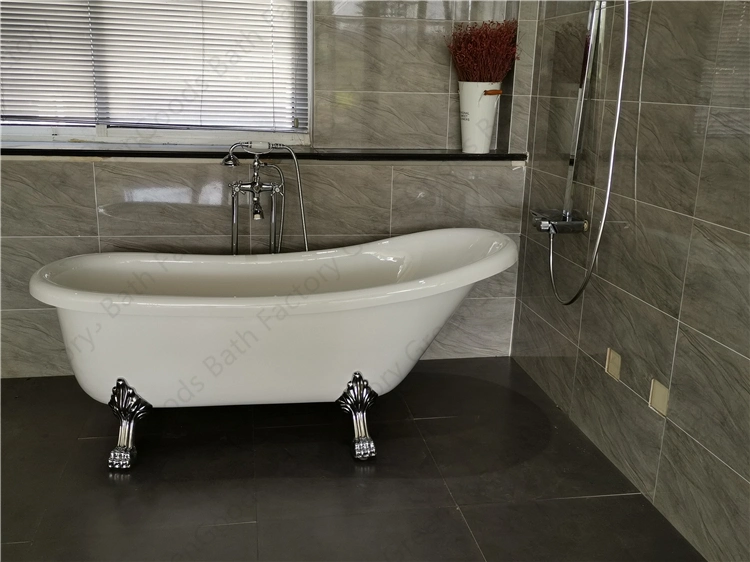 Chinses Freestanding Soaking Plastic Claw Foot Bath Tub Classic Clawfoot Bathtub